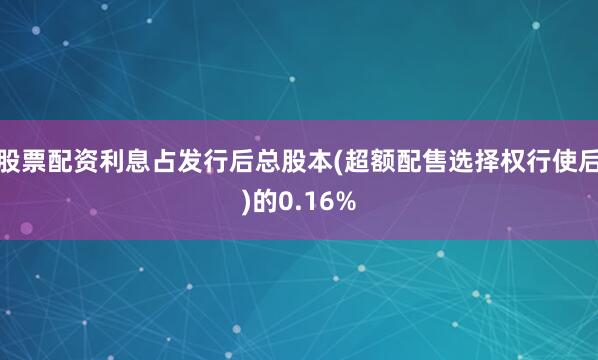 股票配资利息占发行后总股本(超额配售选择权行使后)的0.16%